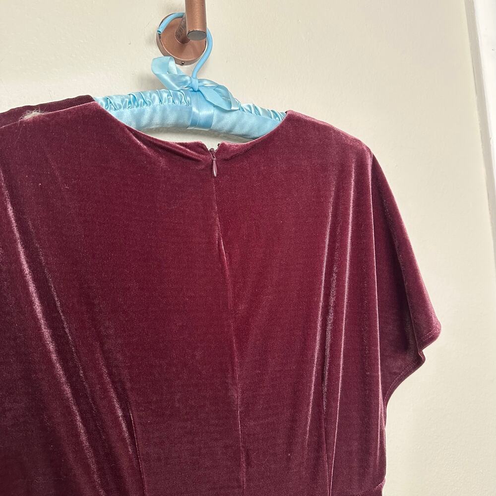 Taylor Sz 10 Midi Dress womens Purple Plum Velvet Empire Waist Flutter Sleeves - Picture 6 of 11